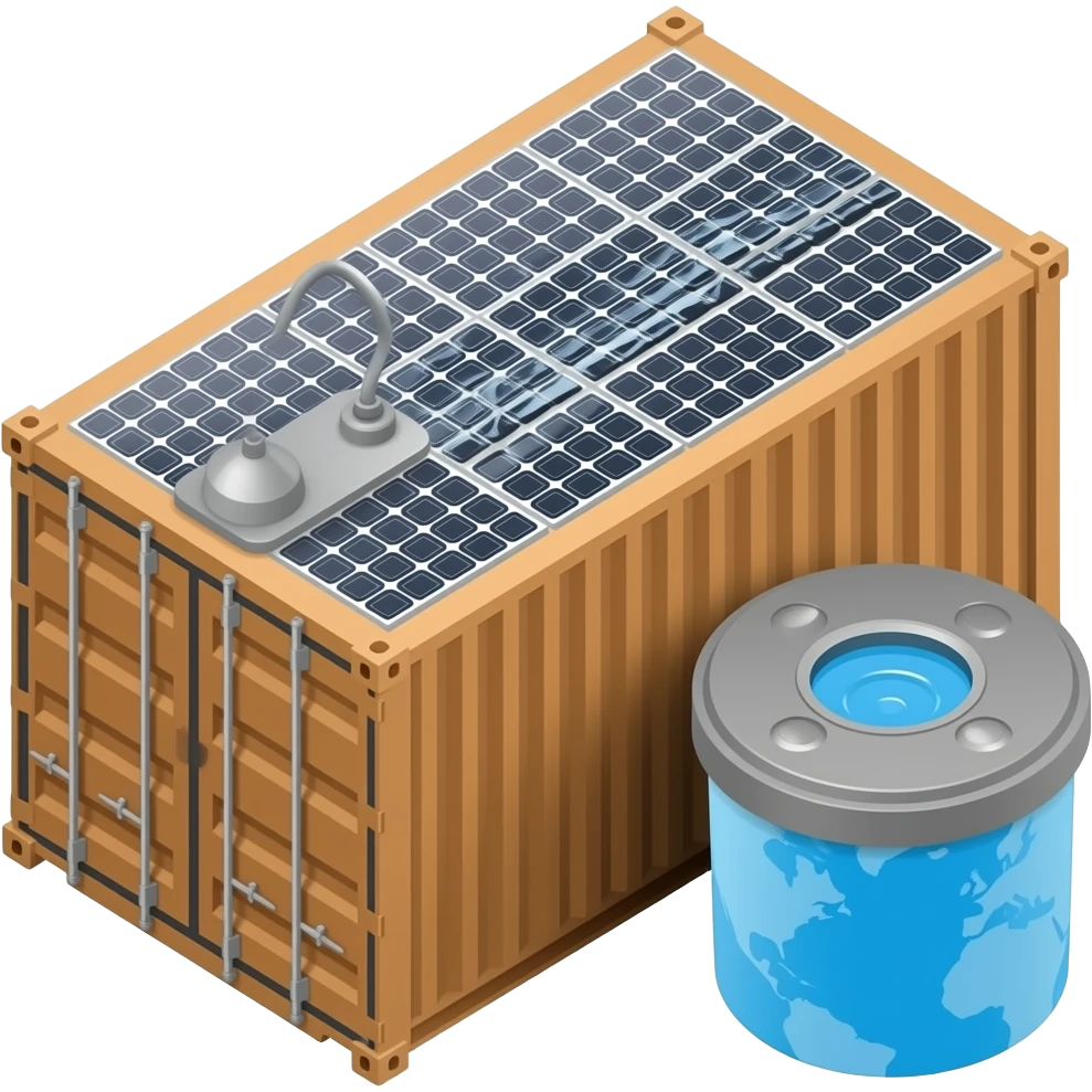 solar panel to Shipping Container to water recycling emoji