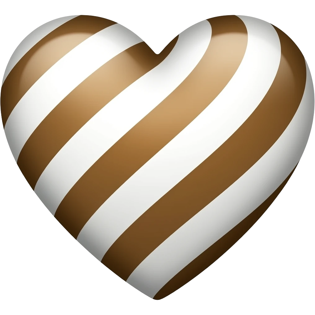 A heart striped with light brown, dark brown and white emoji