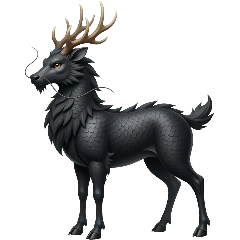Black Chinese dragon deer hybrid emoji