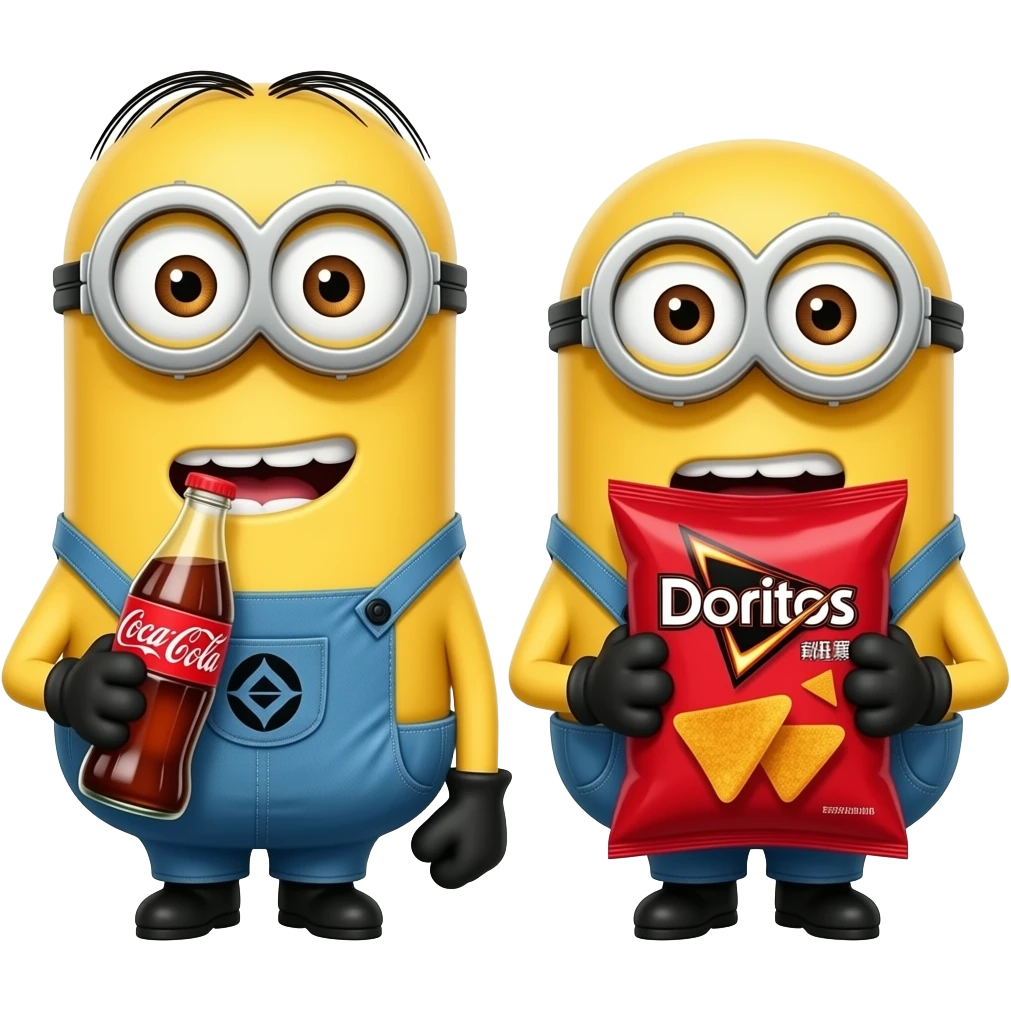 Coca-Cola e Doritos na boca dos minions emoji