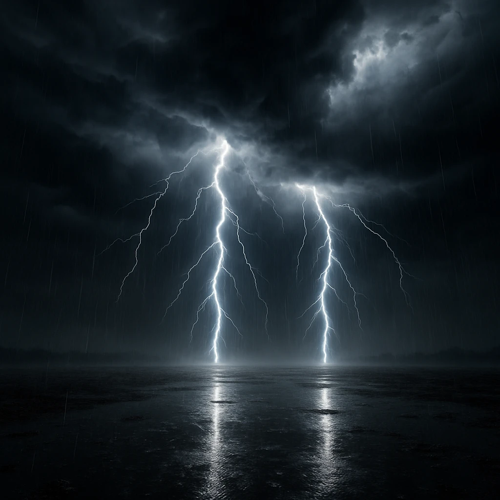 Thunderstorm with lightning and rain. emoji