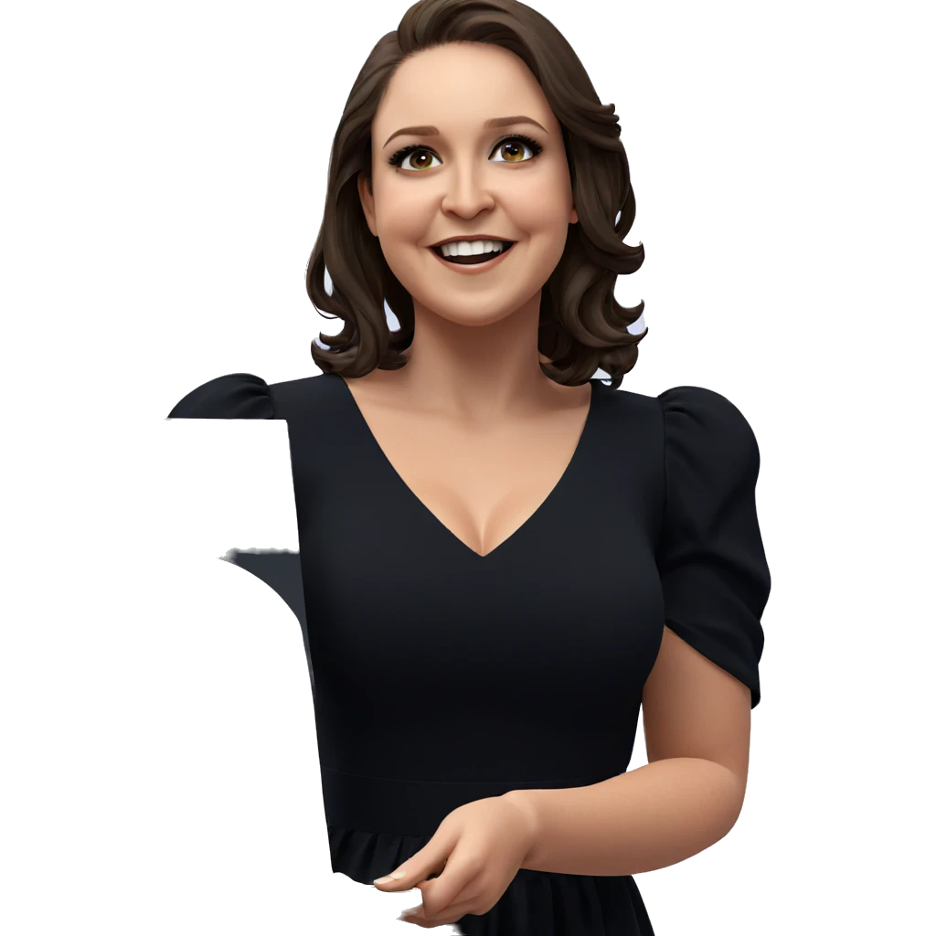 smiling girl in black dress emoji