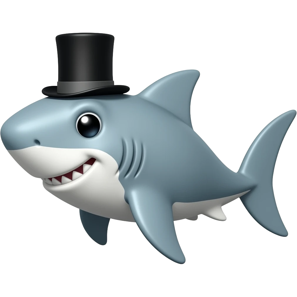 Shark with a top hat emoji