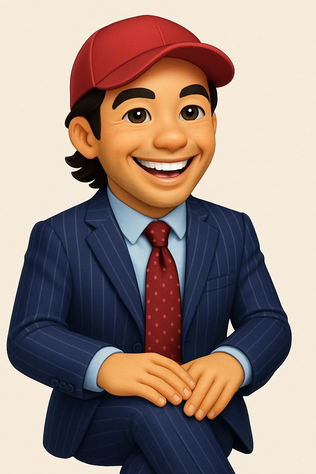 Transform the man in the reference image into an emoji-style character with about 70% realism. Keep the features clear, bold, and expressive like standard emojis but add more realistic facial and clothing details to enhance the lifelike appearance while maintaining the emoji style. emoji