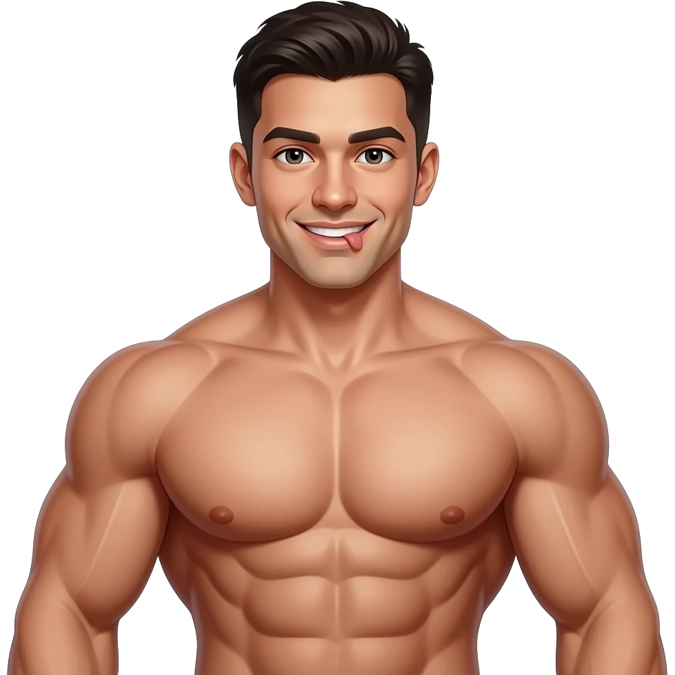 black 22 year old smirking and bitings it’s lips looking hot with abs and huge muscles emoji