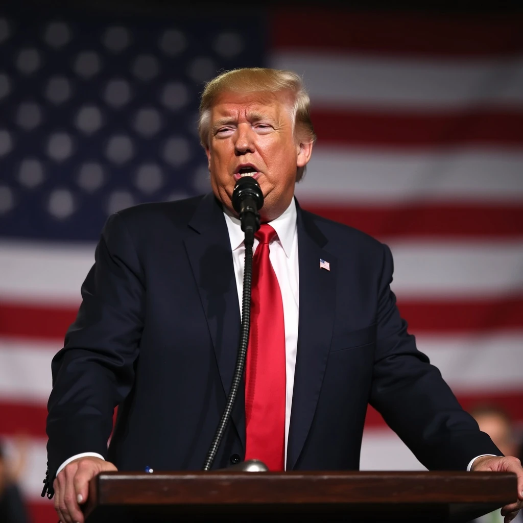 Donald Trump speaking at a rally emoji