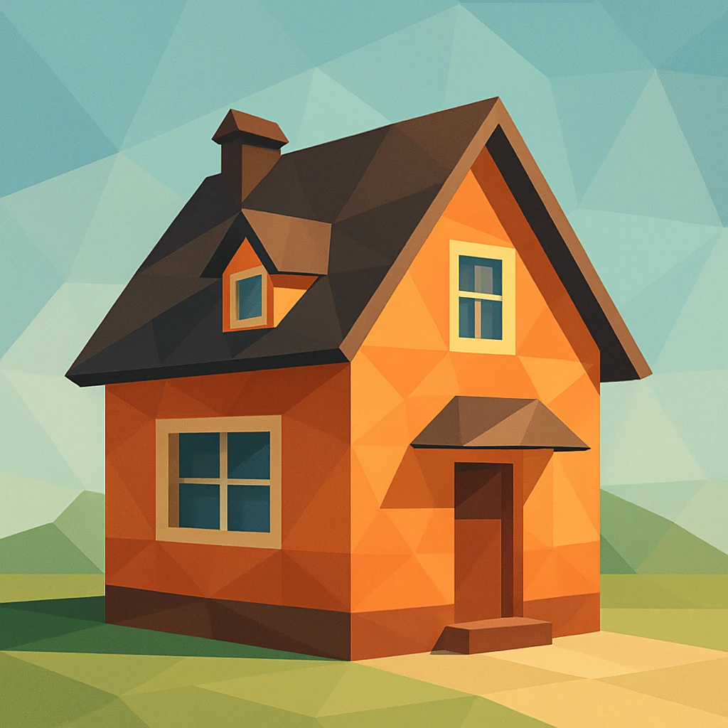 house, low-poly polygonal style, geometric shapes emoji