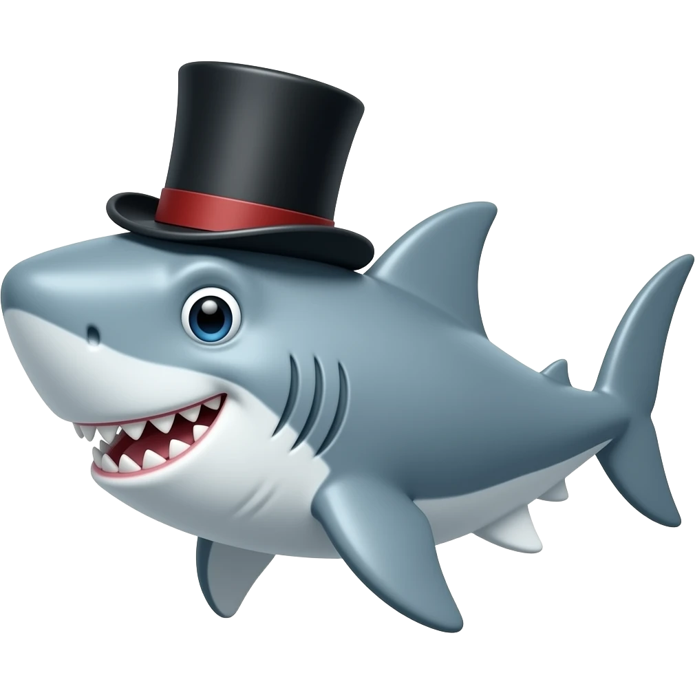 Shark with a top hat emoji