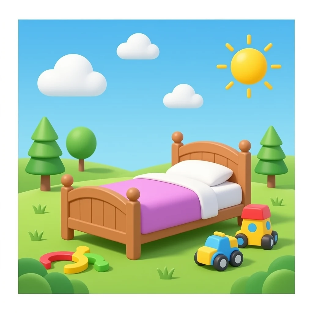 kids bed and toys emoji