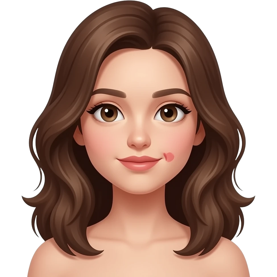 Pretty girl with brown hair and a kiss mark on her neck emoji