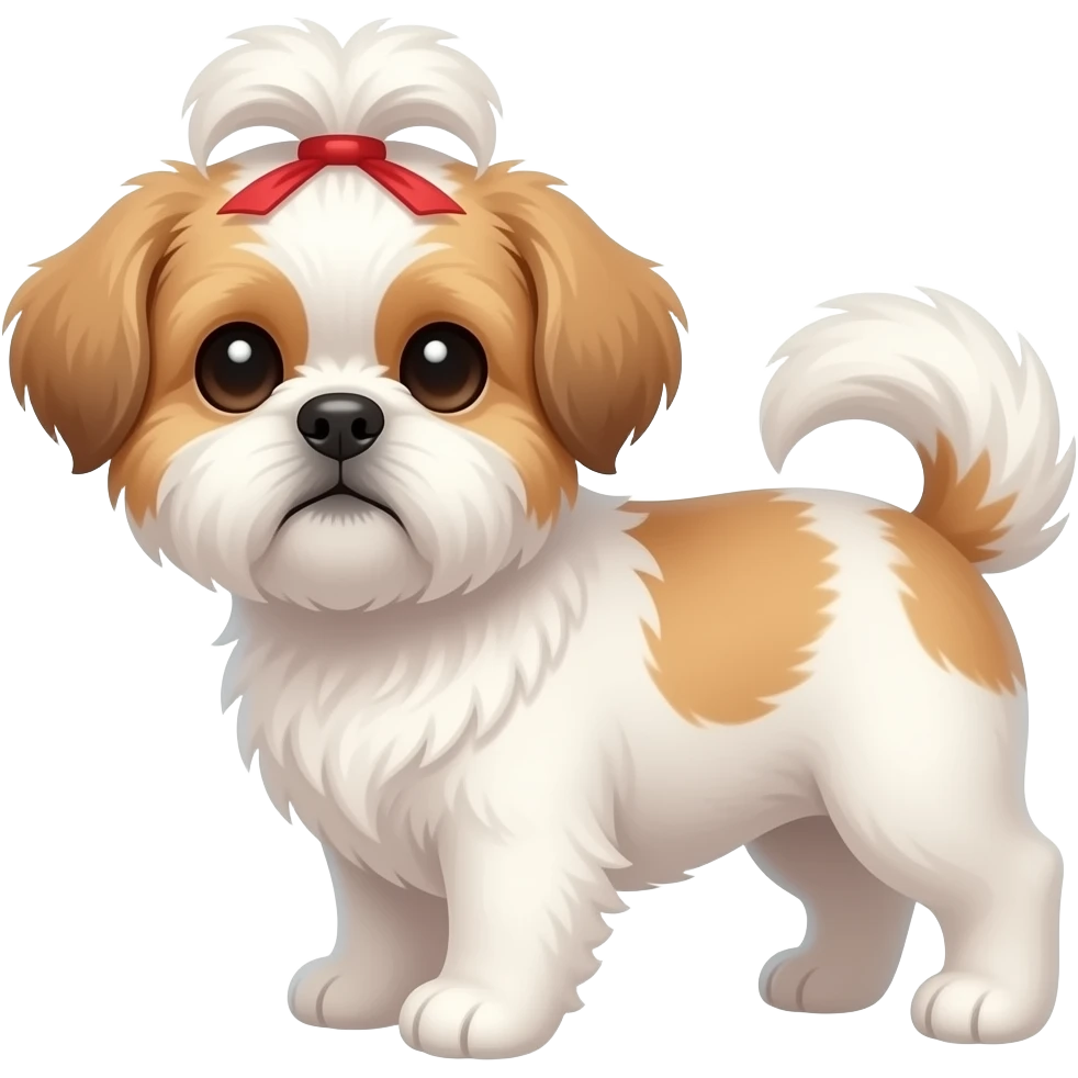 Shihtzu beyaz tüylü küçük shihtzu köpek emoji