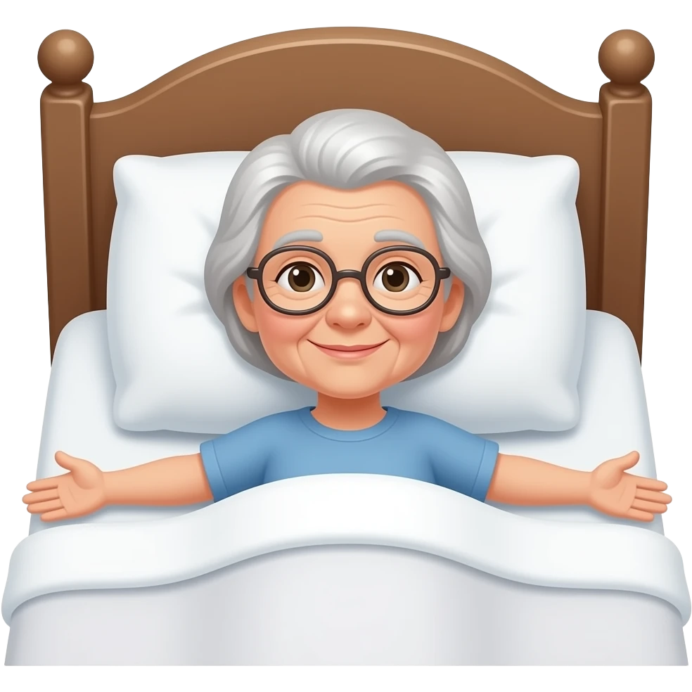 una abuelita estirada en la cama emoji