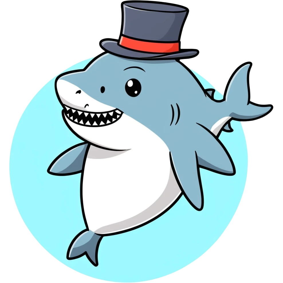 Shark with a top hat emoji