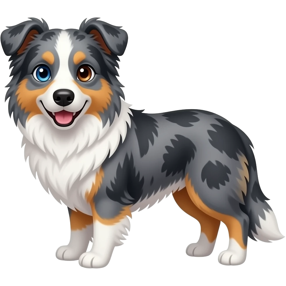 blue merle tri border collie with one blue eye one brown eye emoji