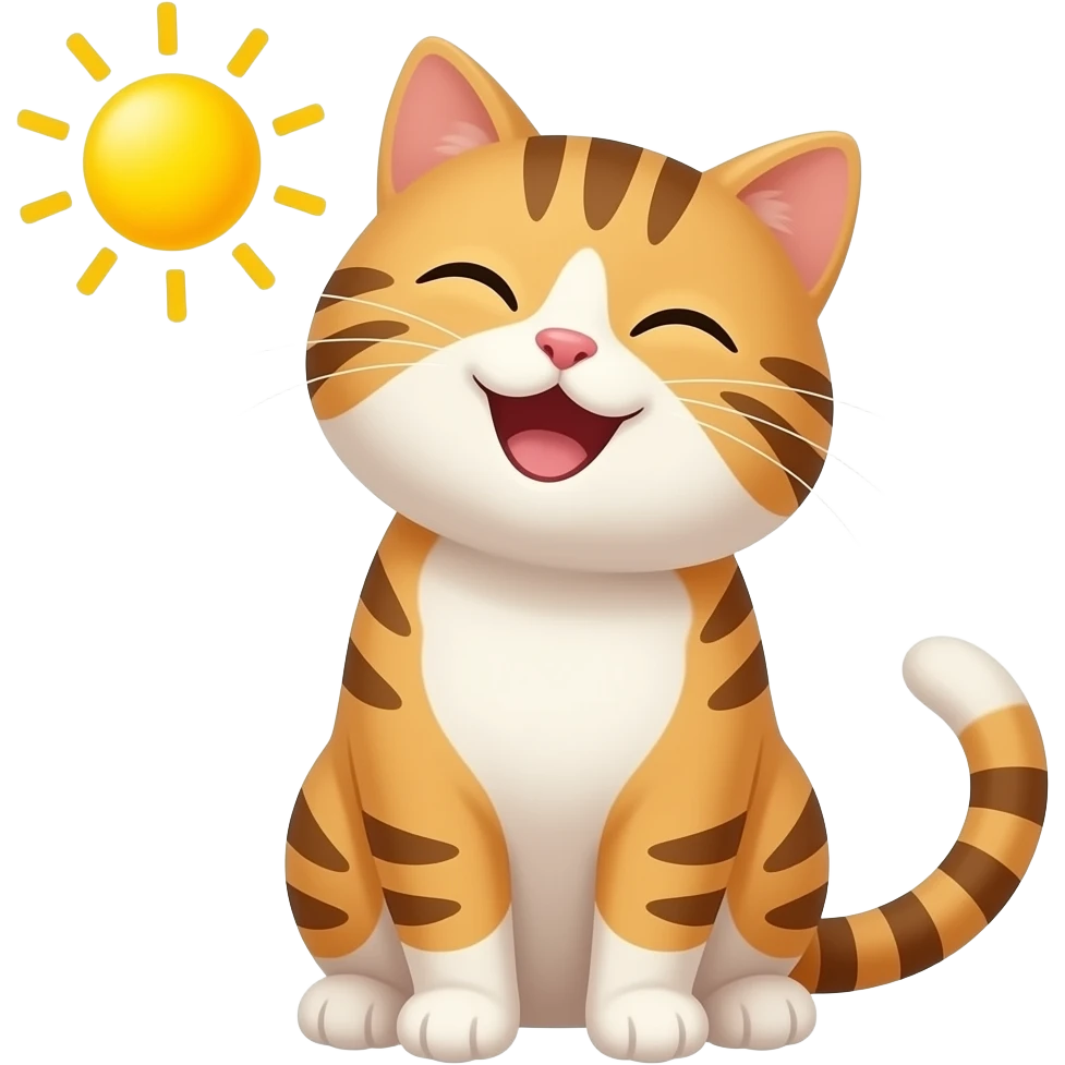 a happy cat enjoying the sunshine emoji