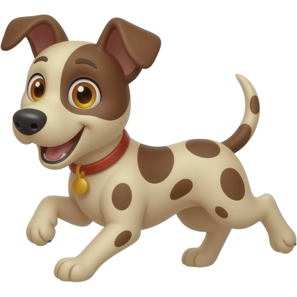 Cartoon brown spotted dog with its ears standing up emoji