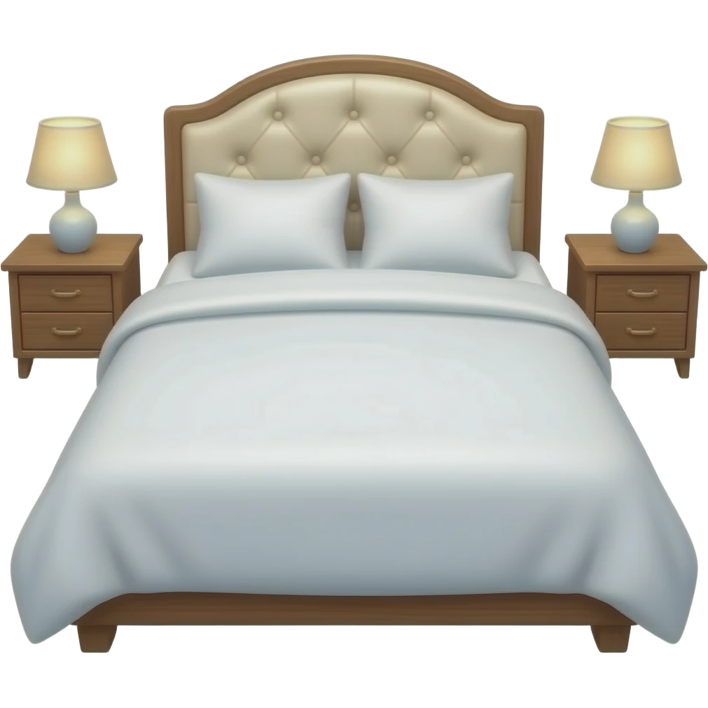 white bed cover and nightstands emoji