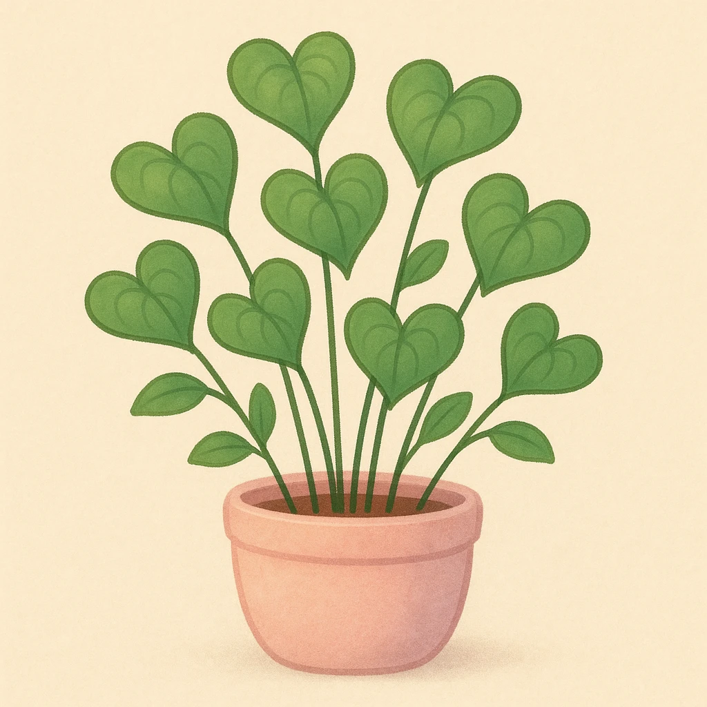 a cute leafy plant with heart-shaped leaves and a pastel pot emoji