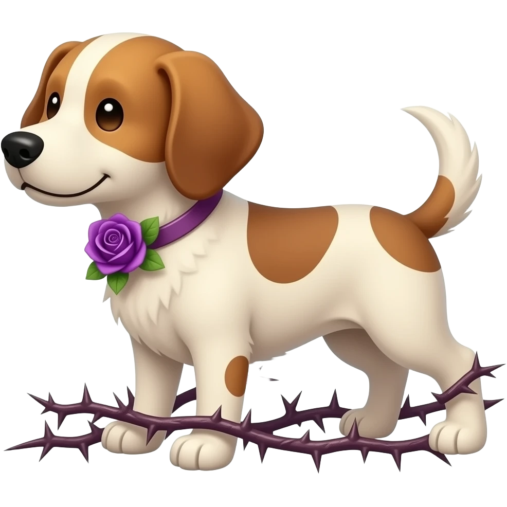 Cut out of Cute dogs with purple roses and valley of thorns emoji