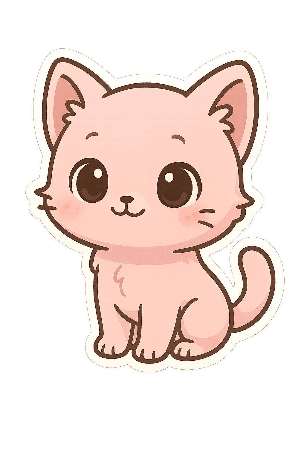 chibi cat, pink, standing, same style as reference, big eyes, cute, sticker style emoji