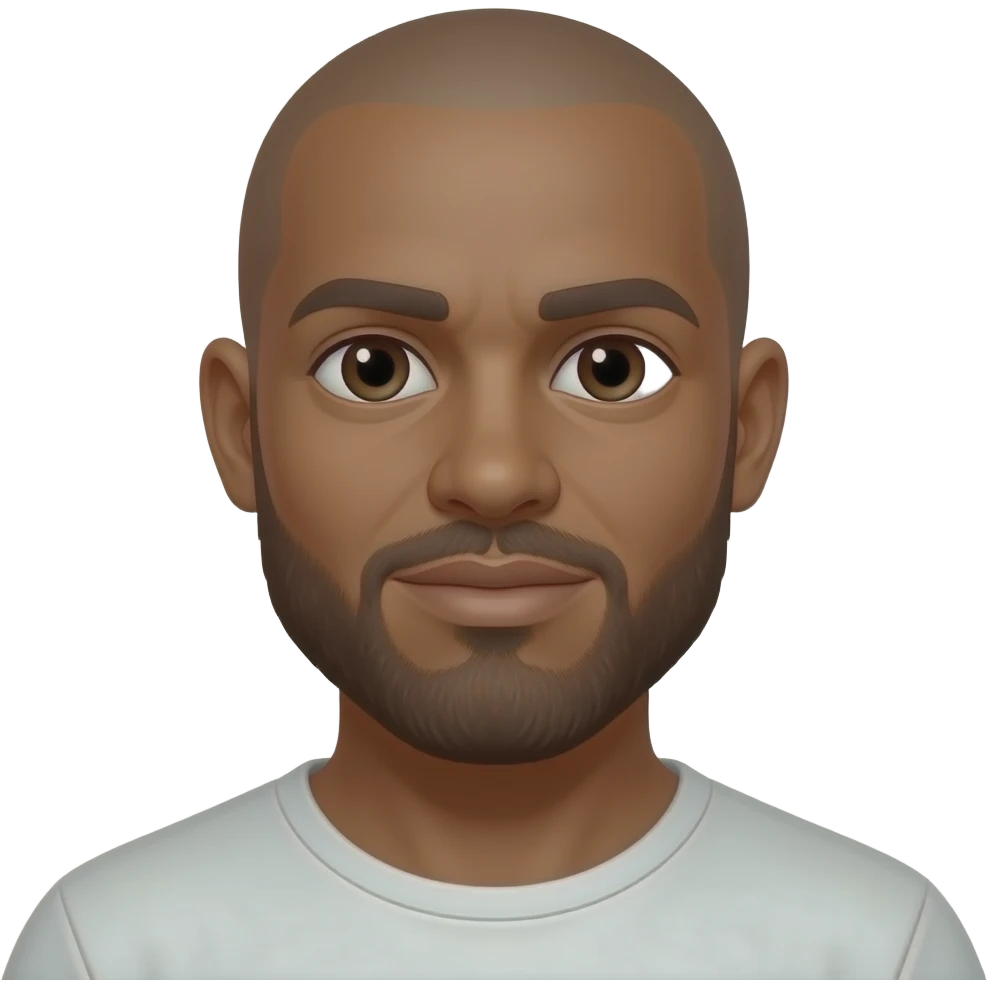 Hairless brown skin man with beard emoji