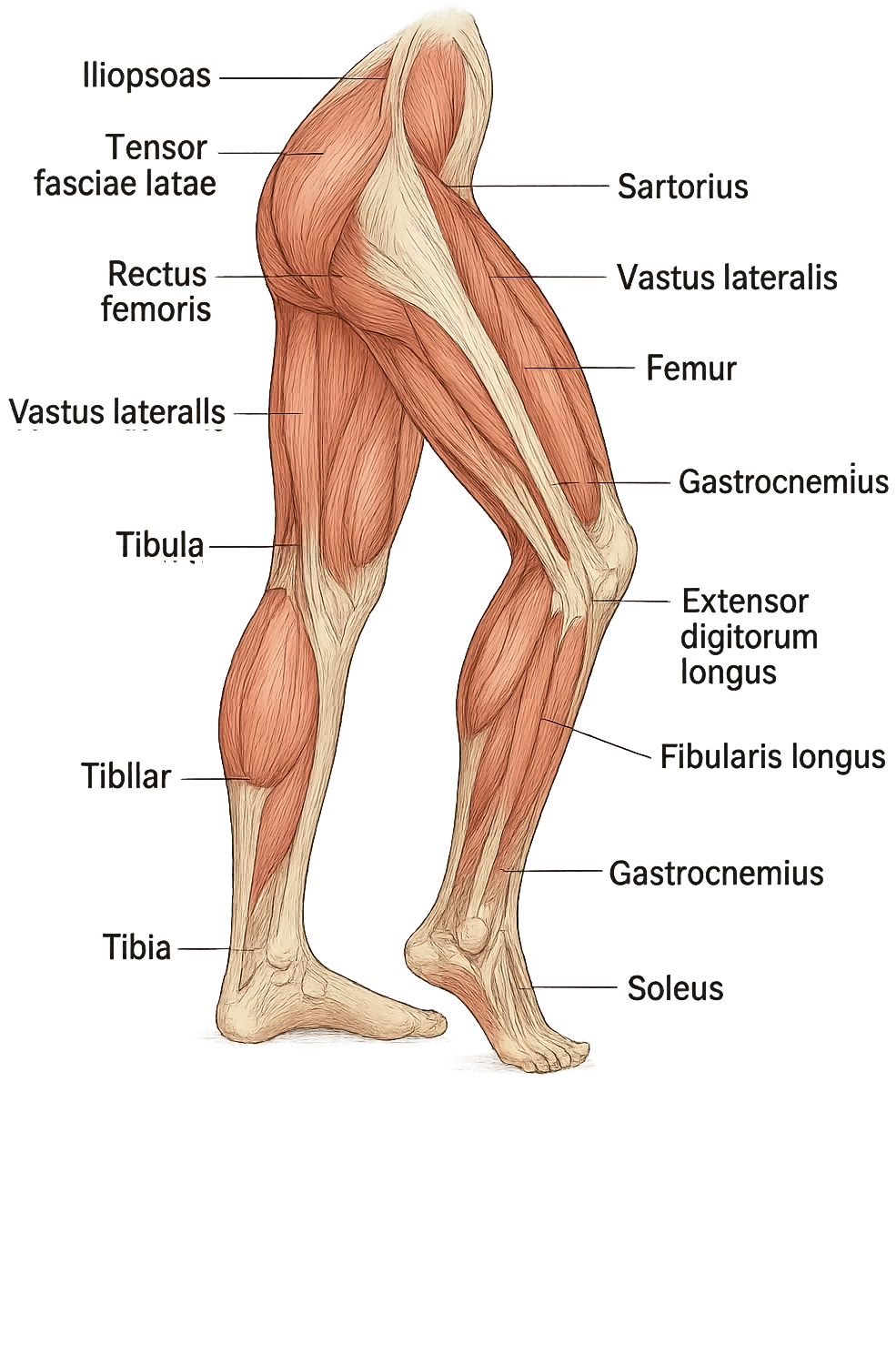 PRENDI SPUNTO DALLA FOTO E FAMMI A LIVELLO ANATOMICO LA GAMBA IN SOVRACCARICO emoji