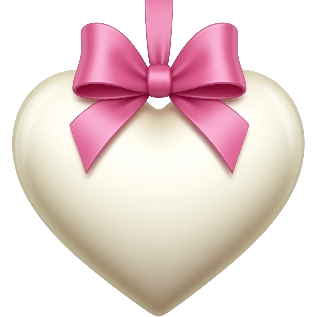 ivory heart with a pink ribbon bows emoji