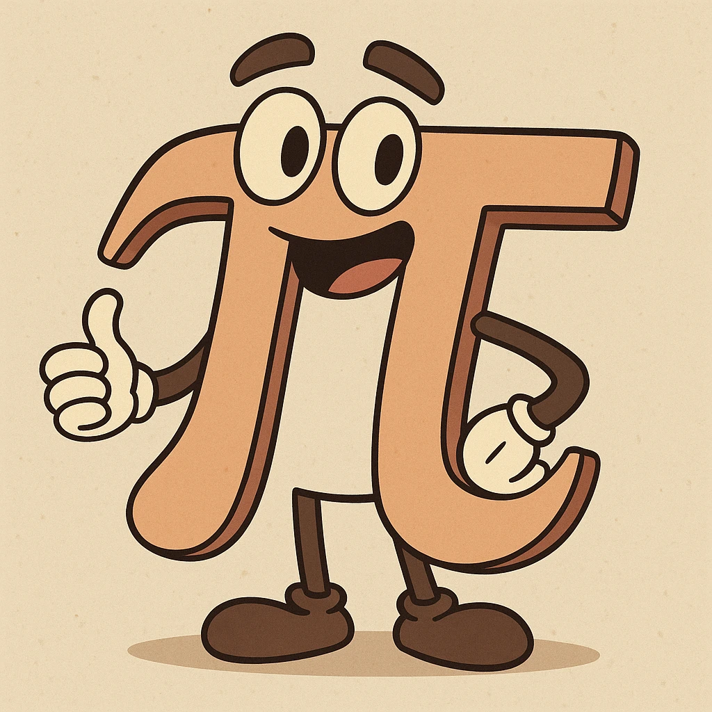pi (π) symbol in flat toon style, geometric and contemporary emoji