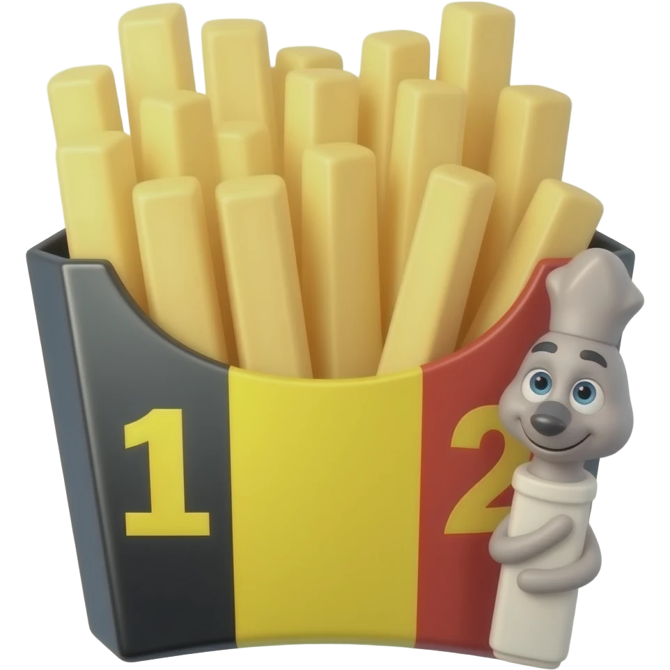 typical belgian grey pointy puntzak with belgian fries in emoji