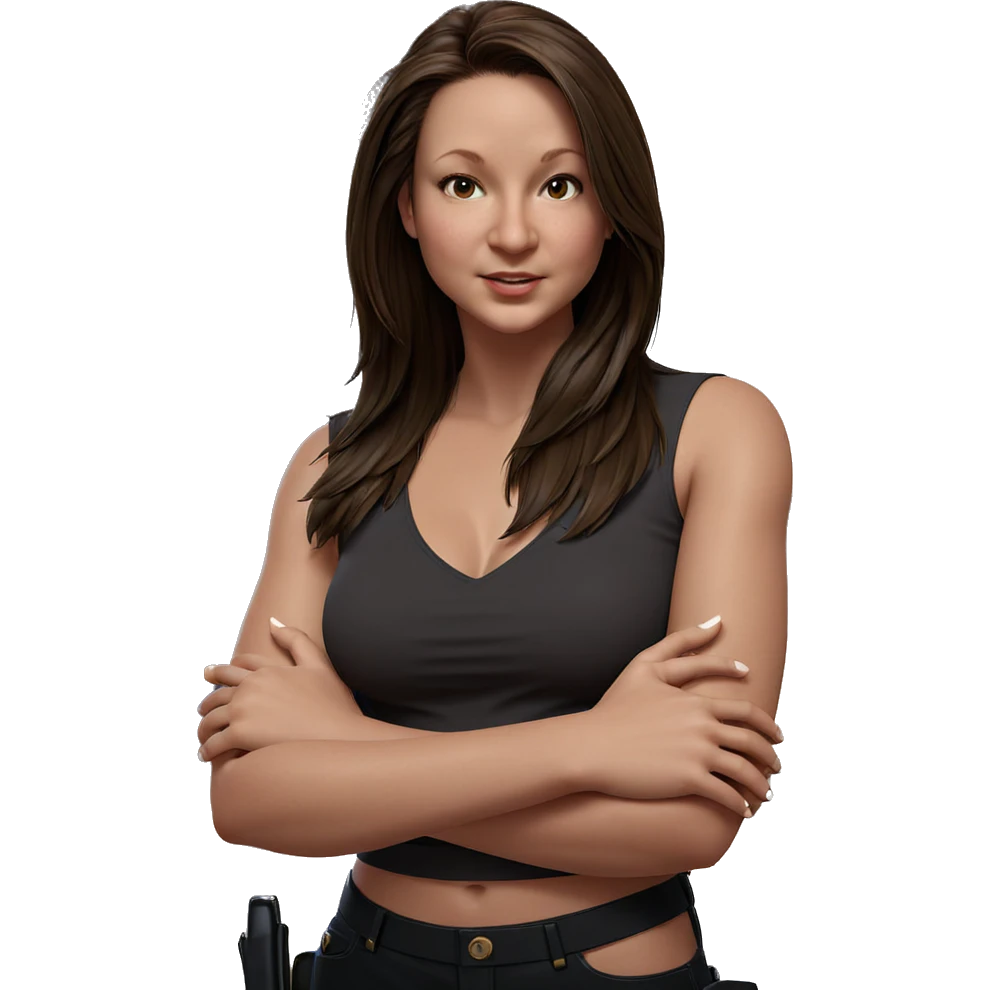 brown haired girl posing confidently emoji