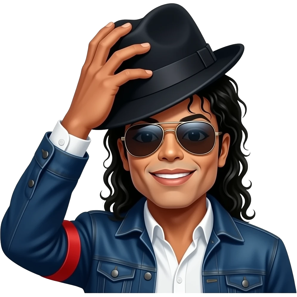 Michael jackson with his hand on his hat wearing shades emoji