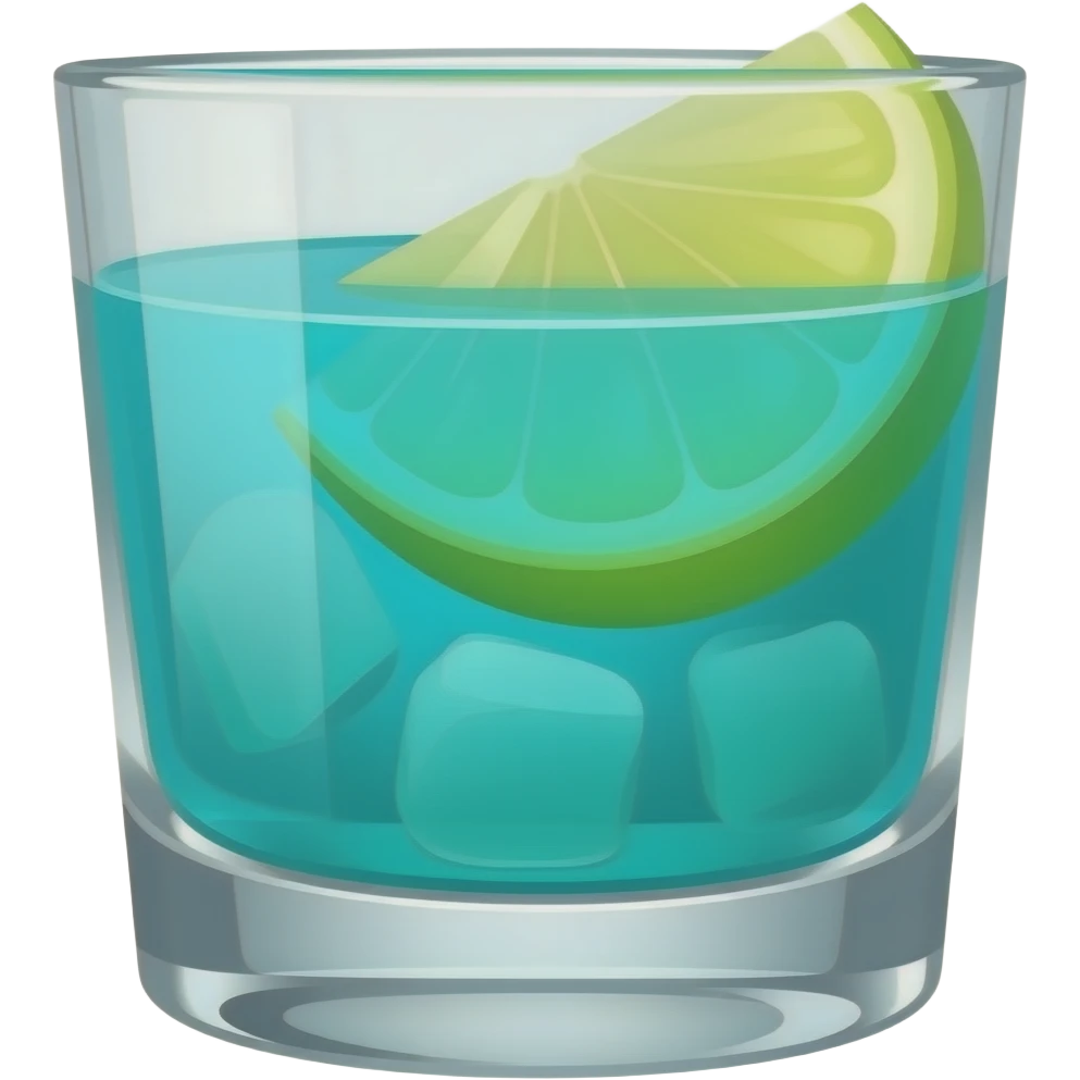 turquoise colored cocktail on the rocks glass emoji