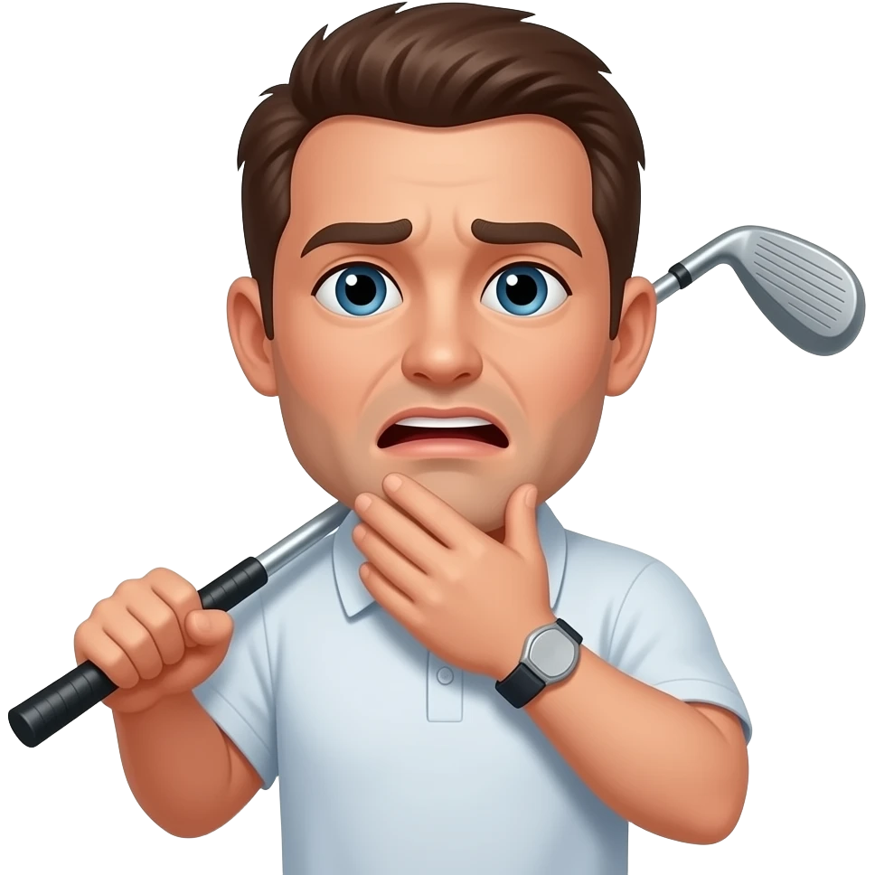 Man choking holding golf club emoji