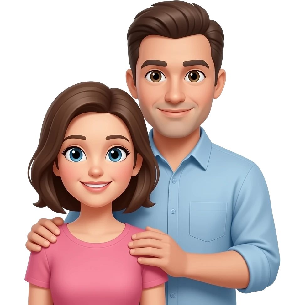 Man hanging over womans shoulder emoji