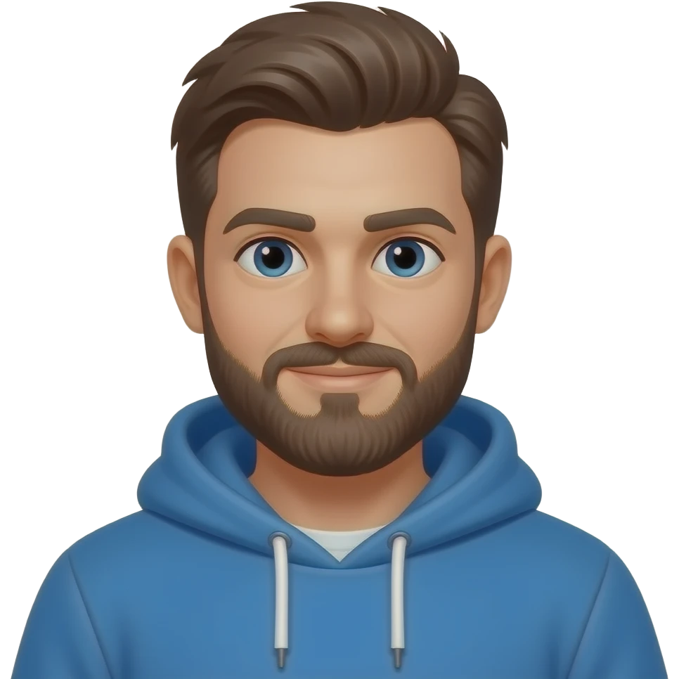man with beard wear a blue color hoodie emoji