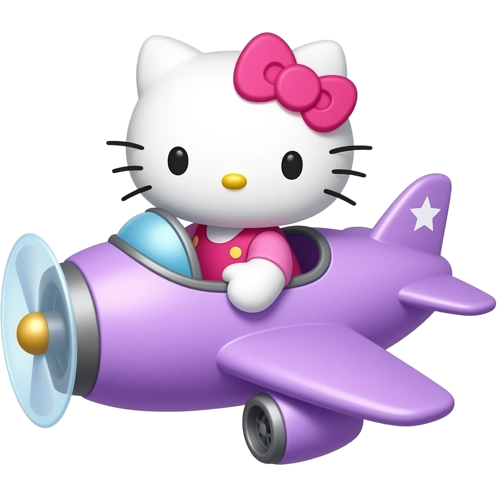 purple hello kitty plane emoji
