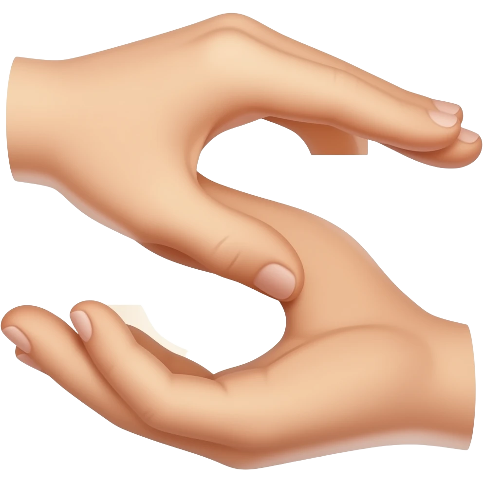 Two hands one on top of the other that form an S emoji