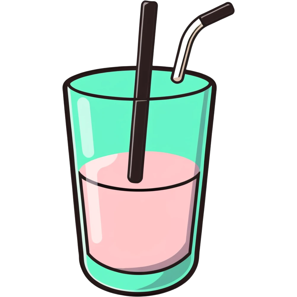 silhouette of a glass with a straw covered by a question mark emoji