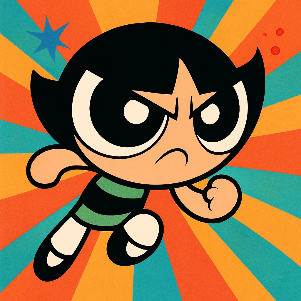 Powerpuff Girls character with a determined emotion, cartoon style, vibrant colors emoji