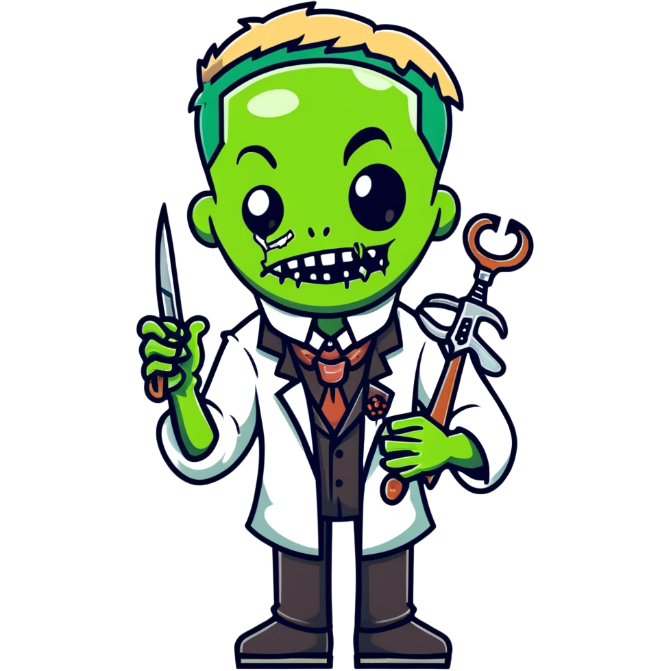 Fun zombie barber with scissors in his hands emoji