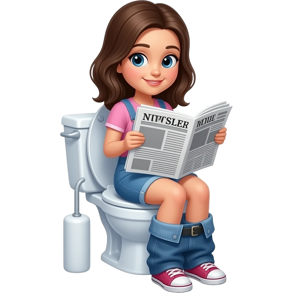 GIRL SITTING ON TOILET AND READING NEWSPAPER emoji