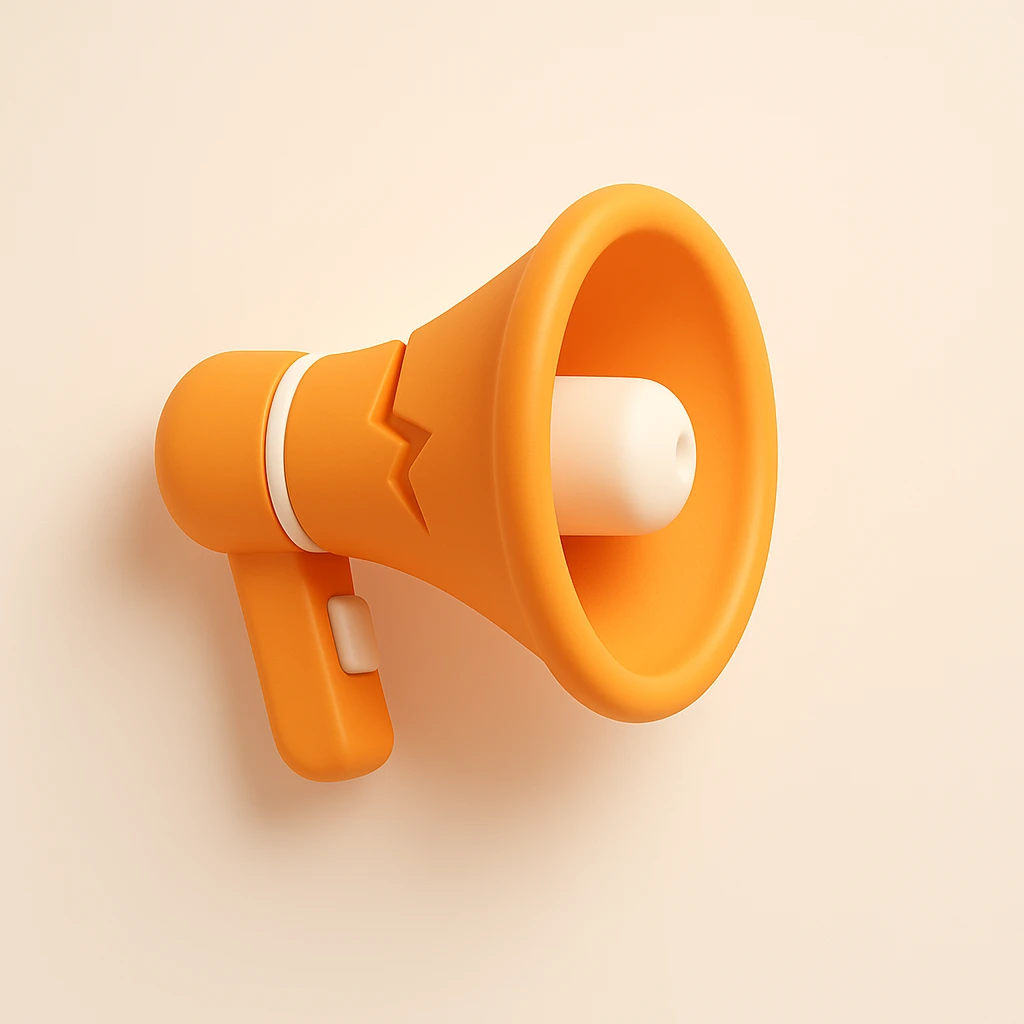 Remove the sound waves from the 3D orange cracked megaphone, keep the rest unchanged. emoji
