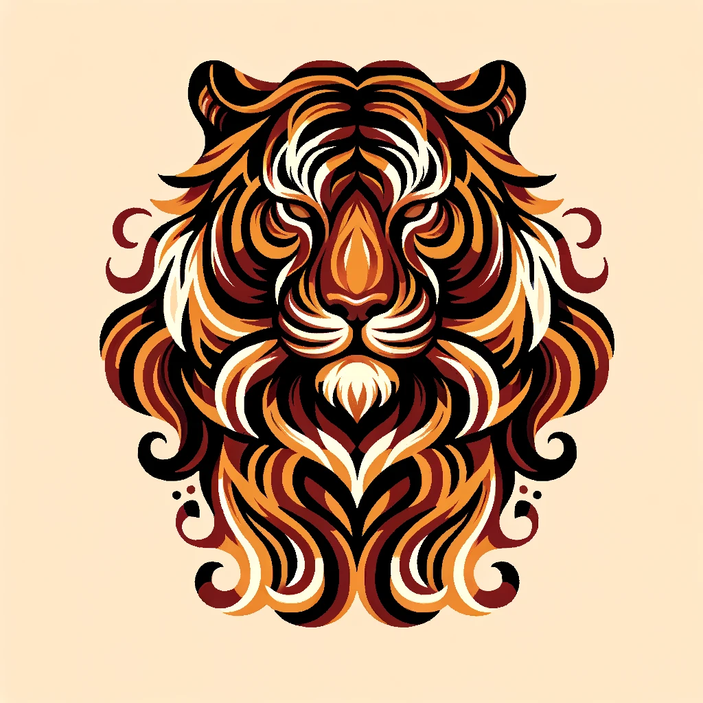 design background, tiger stripes pattern in warm autumn palette (burnt orange, golden yellow, deep red, brown), bold seamless print, modern fashion style, isolated graphic, transparent background emoji