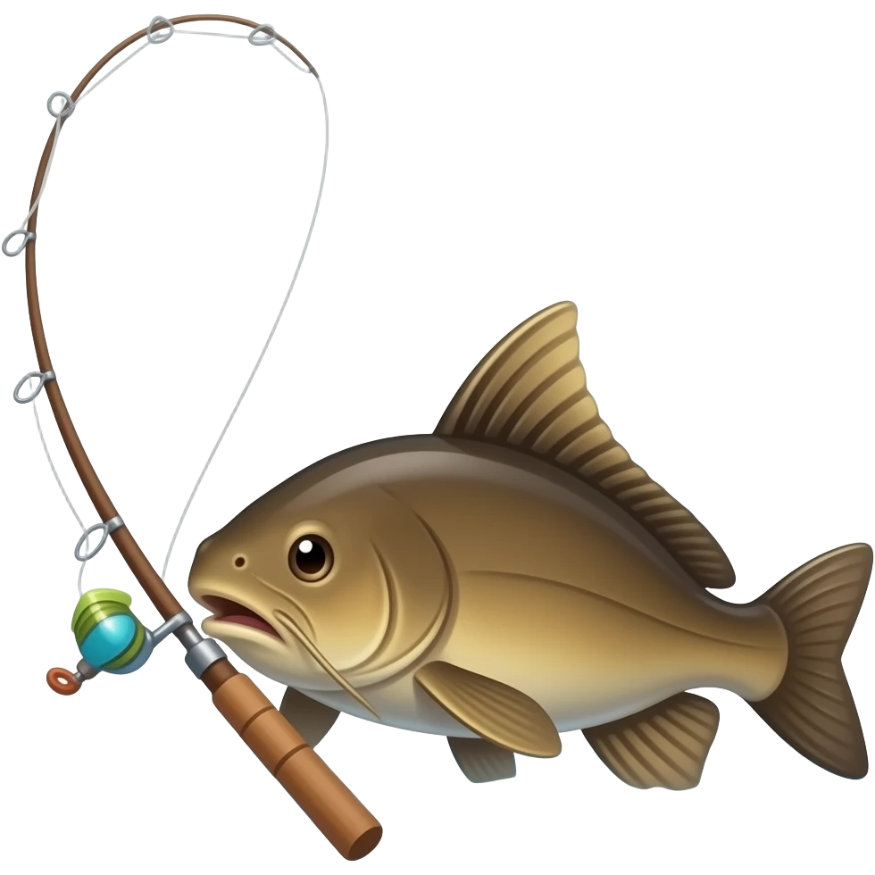 catfish swimming away with a fishing pole emoji
