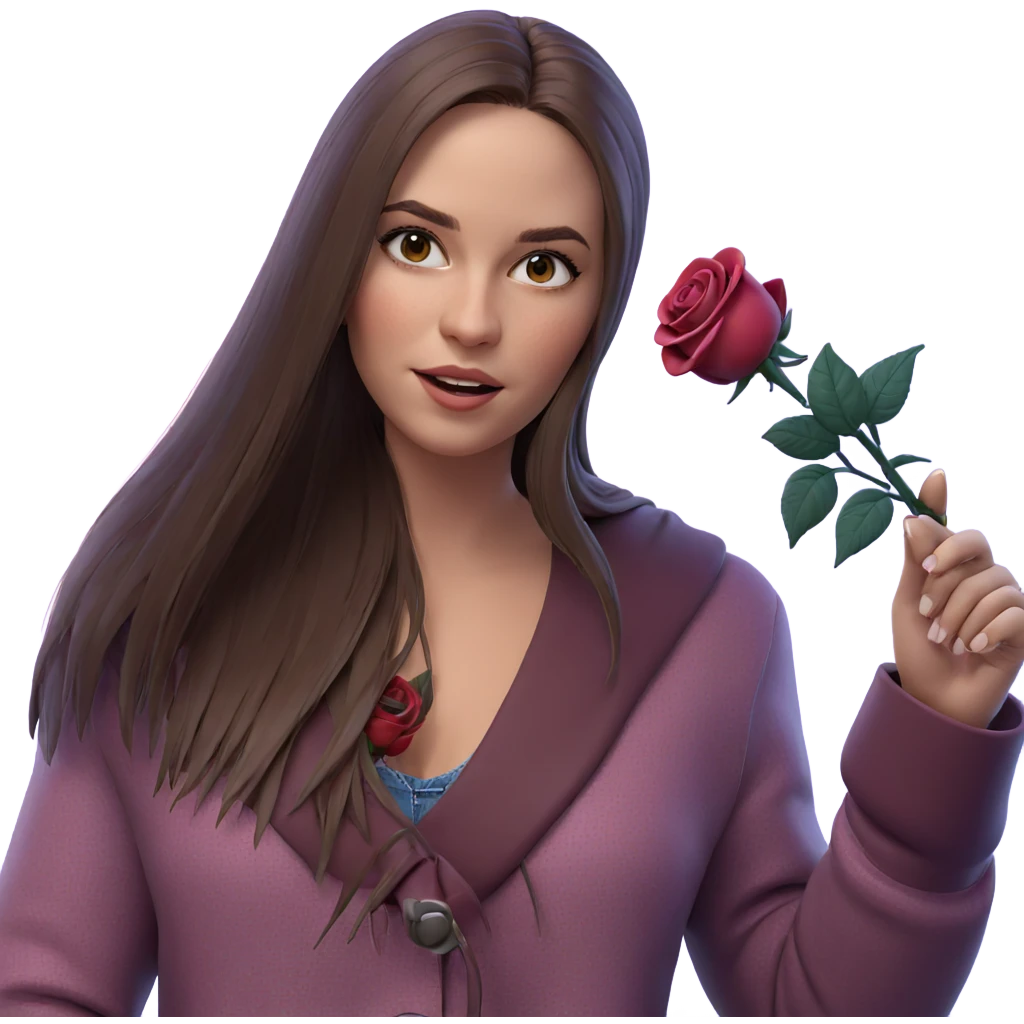 girl holding rose in focus emoji