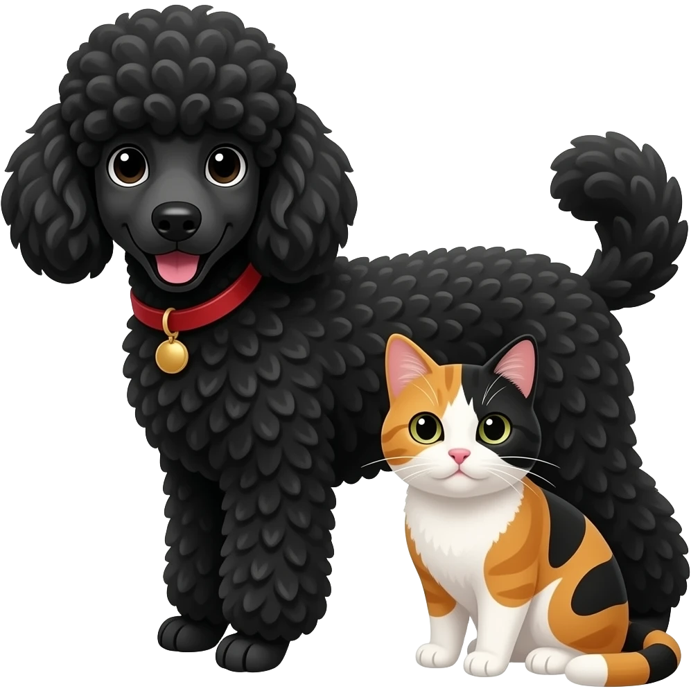 검정 푸들이랑 삼색고양이 emoji