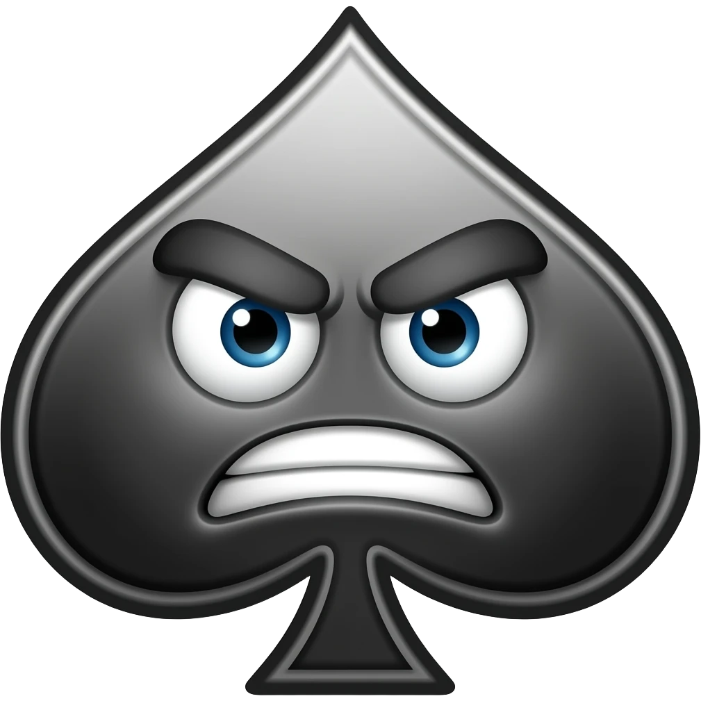 Game face on Character cartoon emoji spade emoji