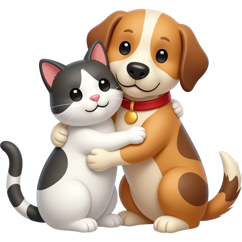 cat and dog hugging emoji