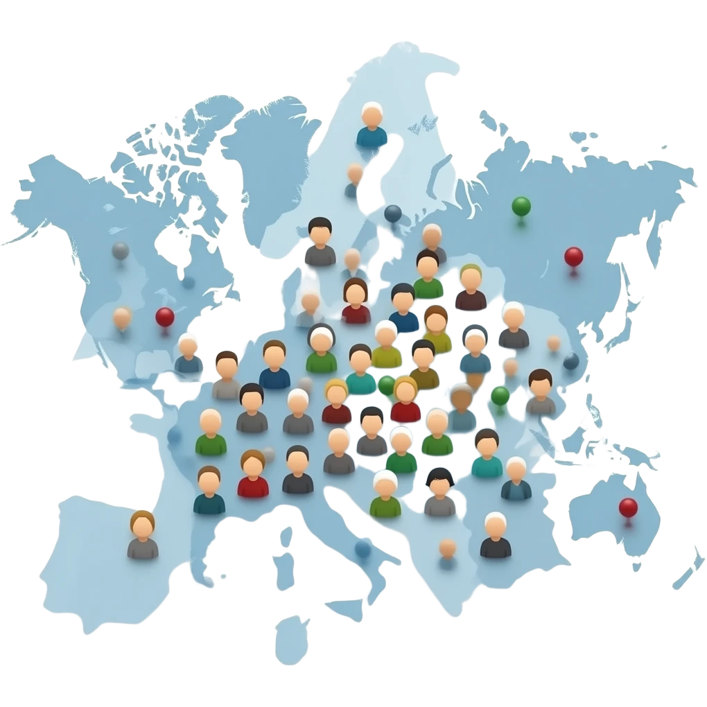 map with dots representing people emoji