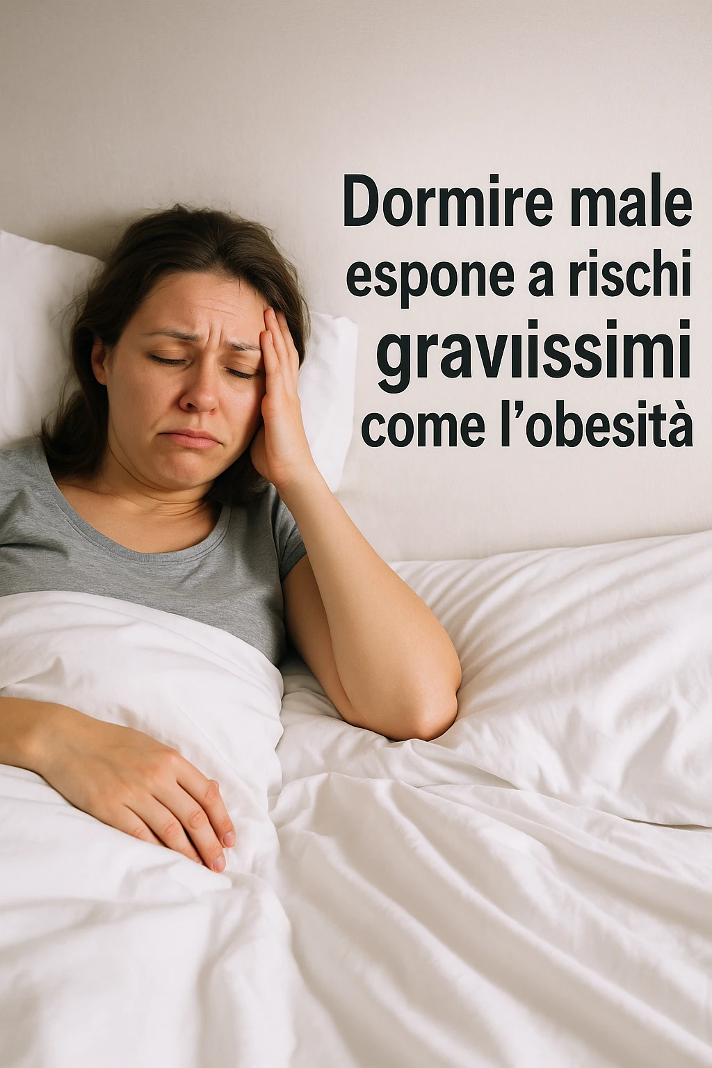 Donna che dorme malissimo, ma la espone a rischi gravissimi come l'obesità immagine realistiche in italiano emoji